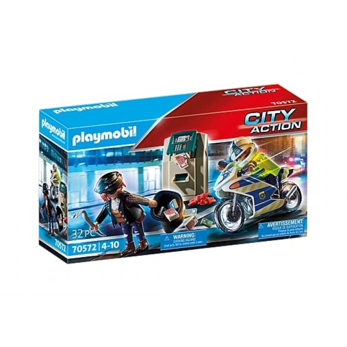 Playmobil City Action : Policier avec moto et voleur
