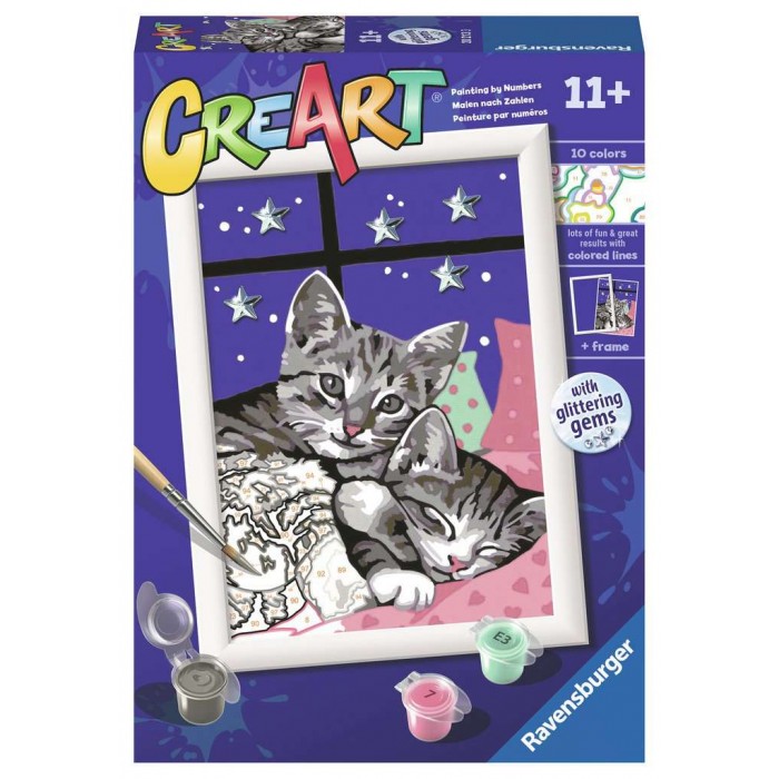 Peinture par numéros CreArt pour enfants : Sleepy Kitties (13 x 18 cm)