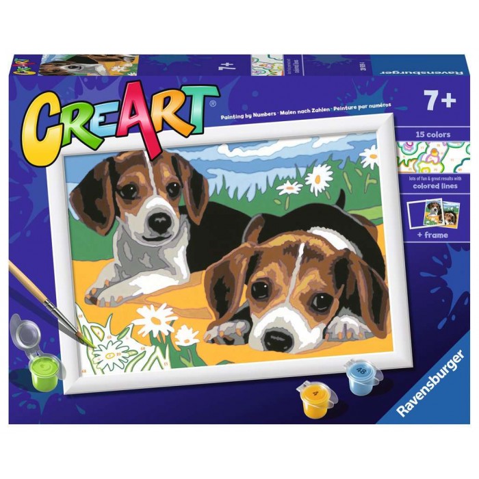 Peinture par numéros CreArt pour enfants : Jack Russel Puppies (24 x 18 cm)