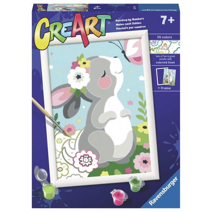 Peinture par numéros CreArt pour enfants : Beautiful Bunny (18 x 24 cm)